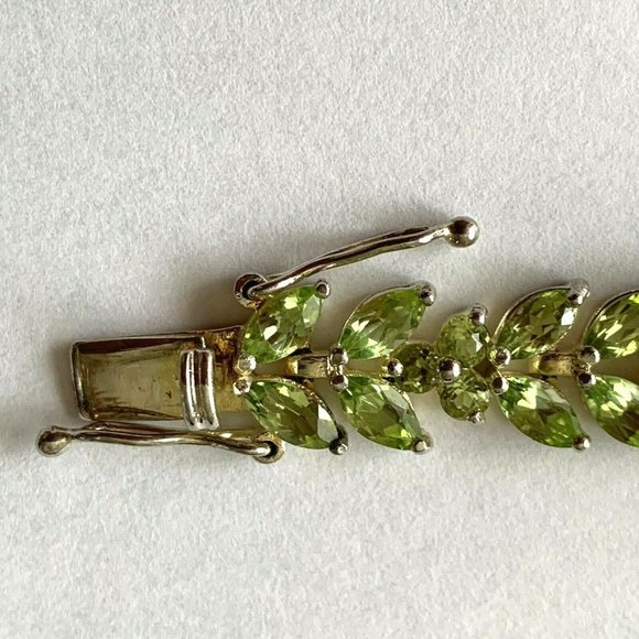 Sterling silver 925 bracelet with chrysolites 7'' - Picture 3 of 5